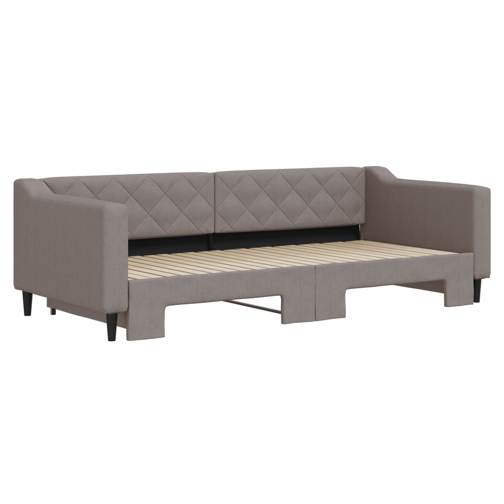 vidaXL Pat de zi cu extensie, gri taupe, 90x200 cm, textil