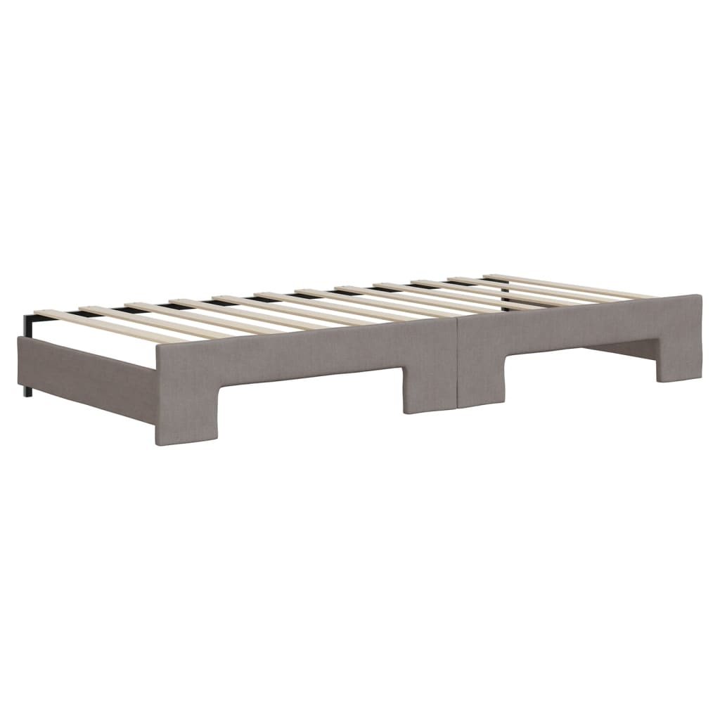 vidaXL Pat de zi cu extensie, gri taupe, 90x200 cm, textil
