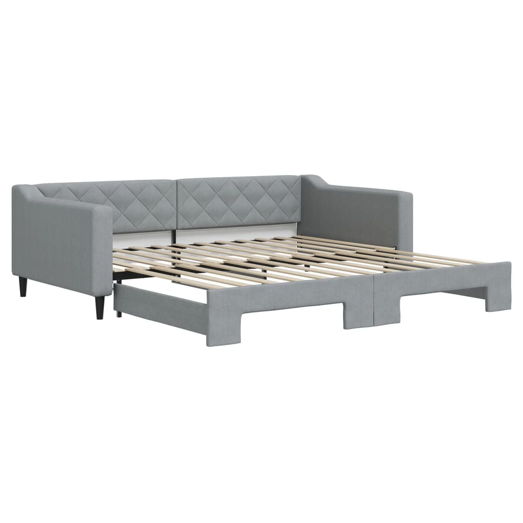 vidaXL Pat de zi cu extensie, gri deschis, 100x200 cm, textil vidaXL Pat de zi cu extensie, gri deschis, 100x200 cm, textil