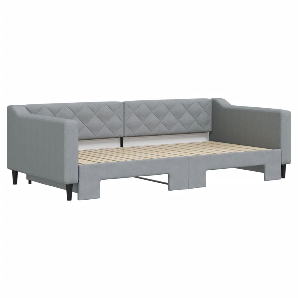 vidaXL Pat de zi cu extensie, gri deschis, 100x200 cm, textil vidaXL Pat de zi cu extensie, gri deschis, 100x200 cm, textil