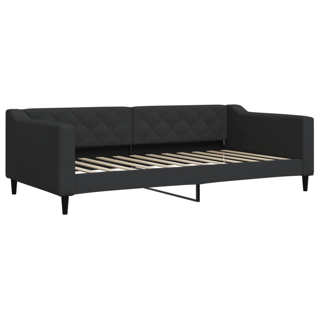 vidaXL Pat de zi cu extensie, negru, 100x200 cm, textil