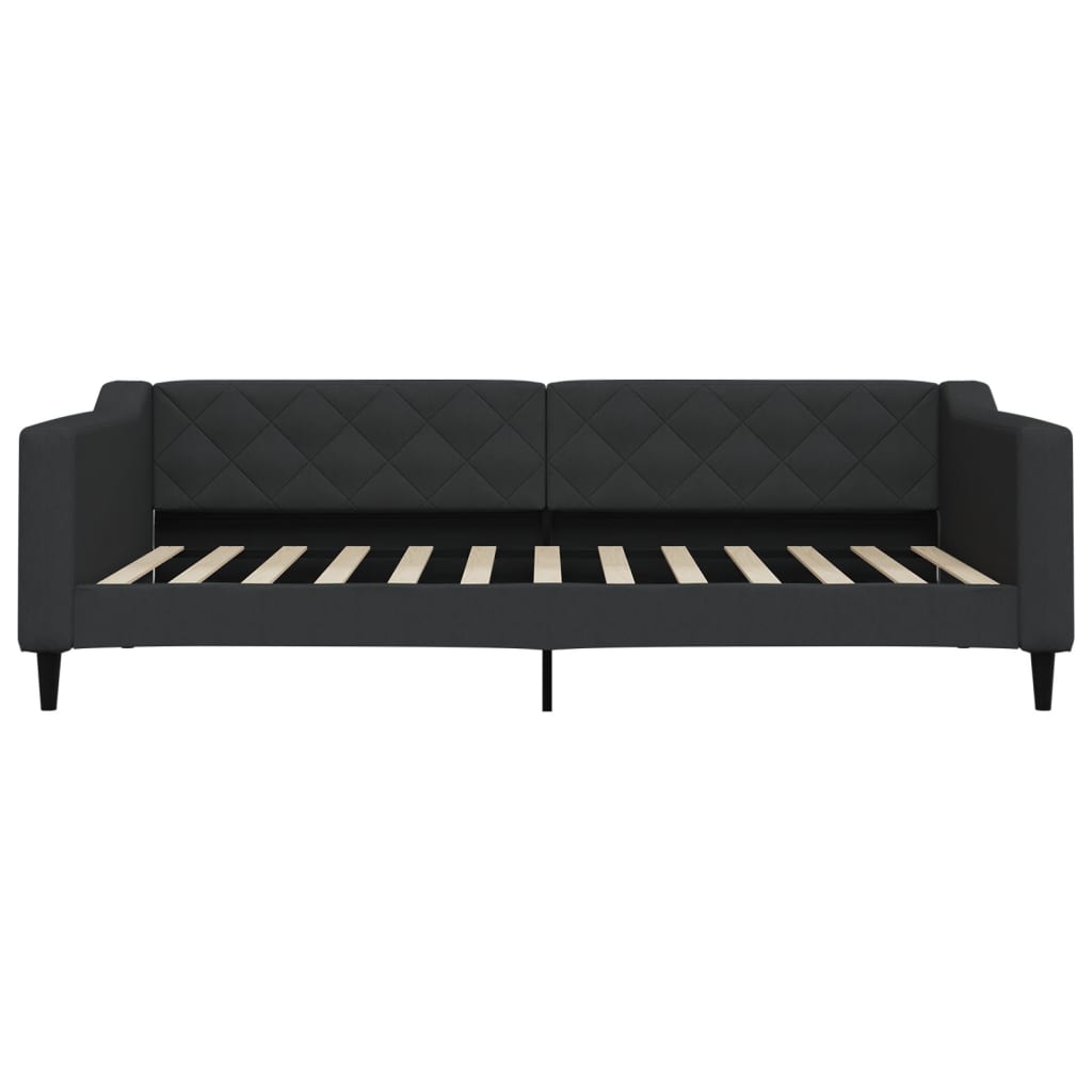 vidaXL Pat de zi cu extensie, negru, 100x200 cm, textil