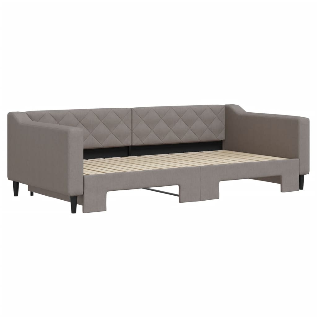 vidaXL Pat de zi cu extensie, gri taupe, 100x200 cm, textil vidaXL Pat de zi cu extensie, gri taupe, 100x200 cm, textil