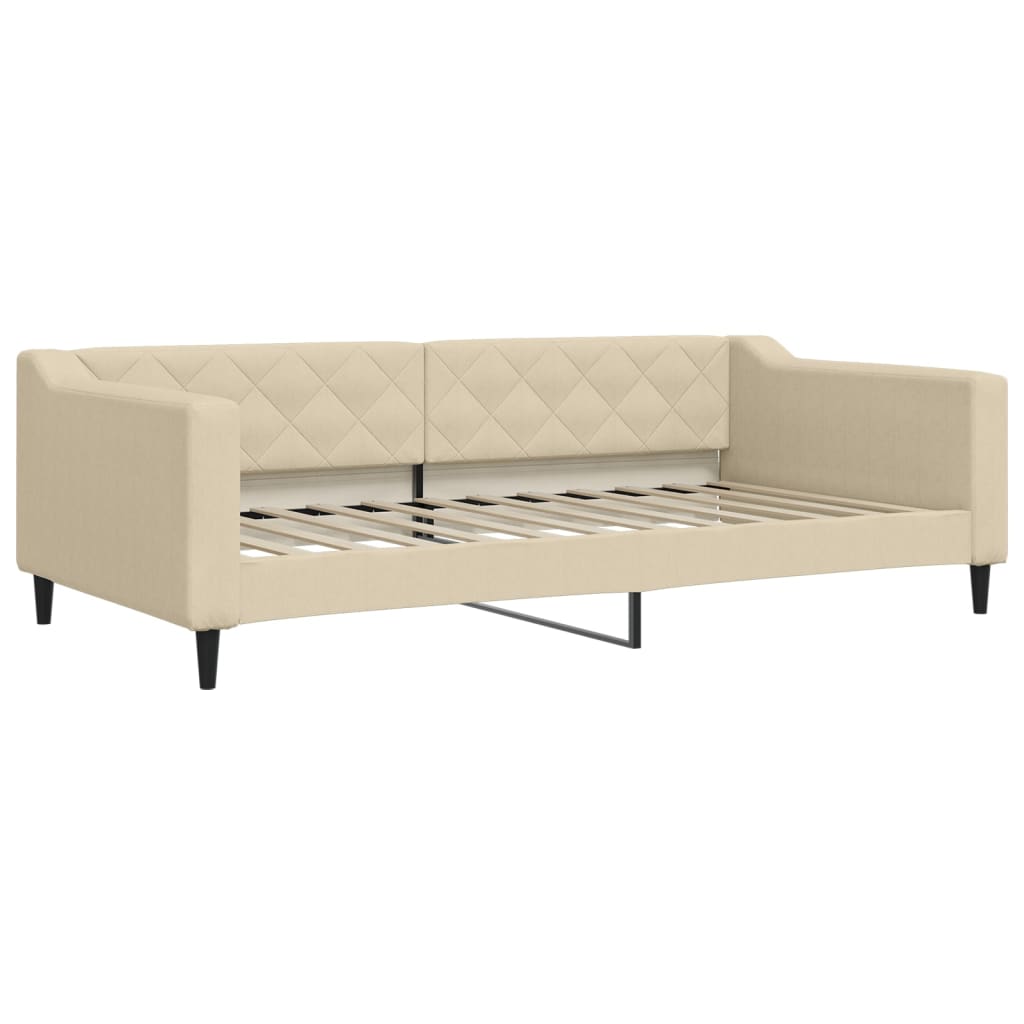 vidaXL Pat de zi cu extensie, crem, 100x200 cm, textil vidaXL Pat de zi cu extensie, crem, 100x200 cm, textil