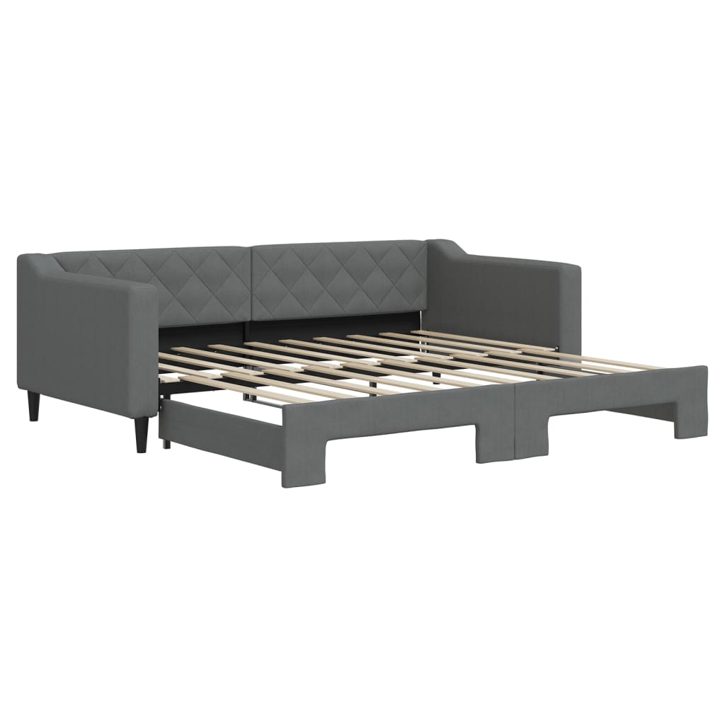 vidaXL Pat de zi cu extensie, gri închis, 90x190 cm, textil vidaXL Pat de zi cu extensie, gri închis, 90x190 cm, textil