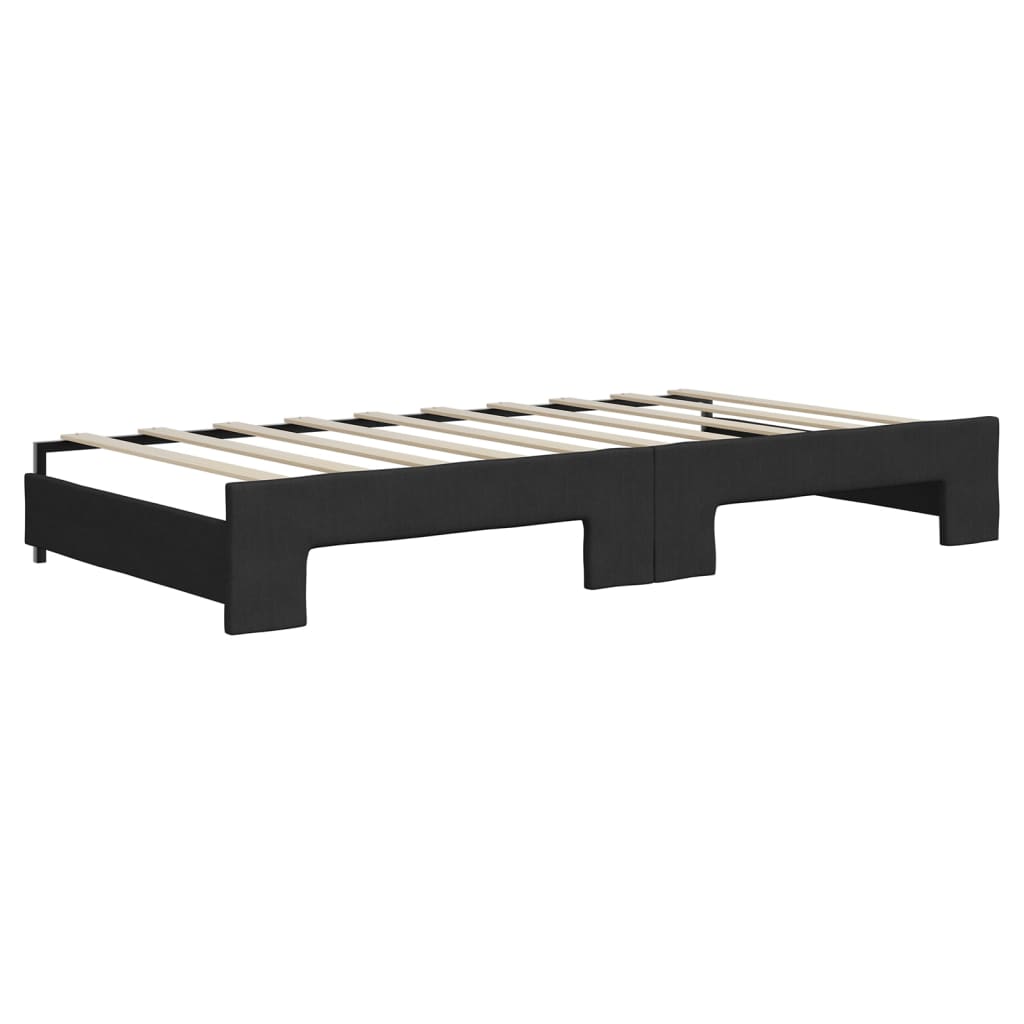 vidaXL Pat de zi cu extensie, negru, 90x190 cm, textil vidaXL Pat de zi cu extensie, negru, 90x190 cm, textil