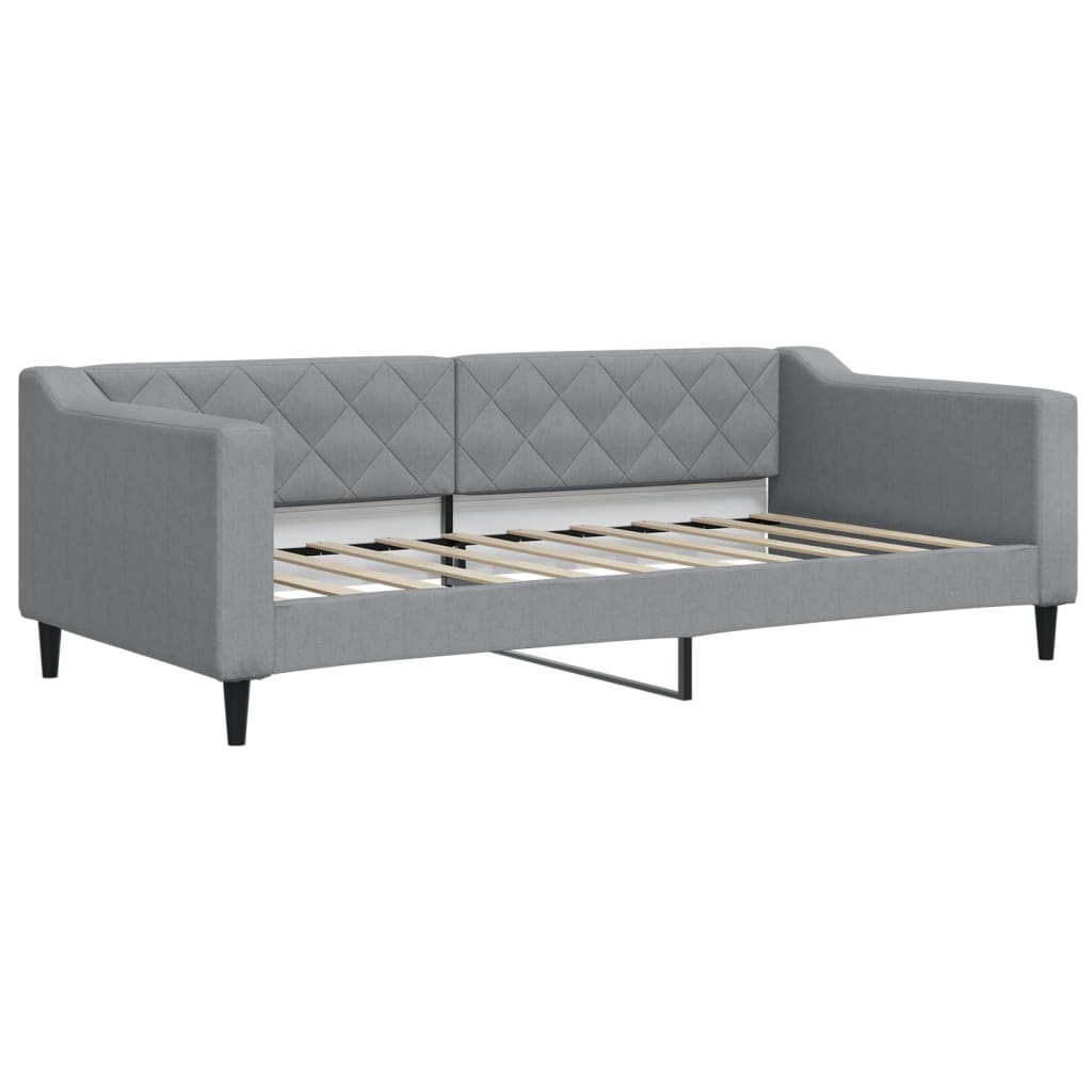 vidaXL Pat de zi cu extensie și saltele, gri deschis, 80x200 cm textil