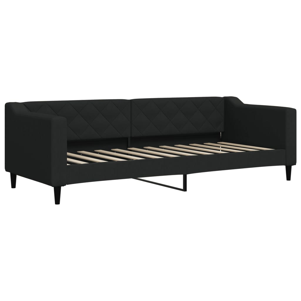 vidaXL Pat de zi cu extensie și saltele, negru, 80x200 cm, textil