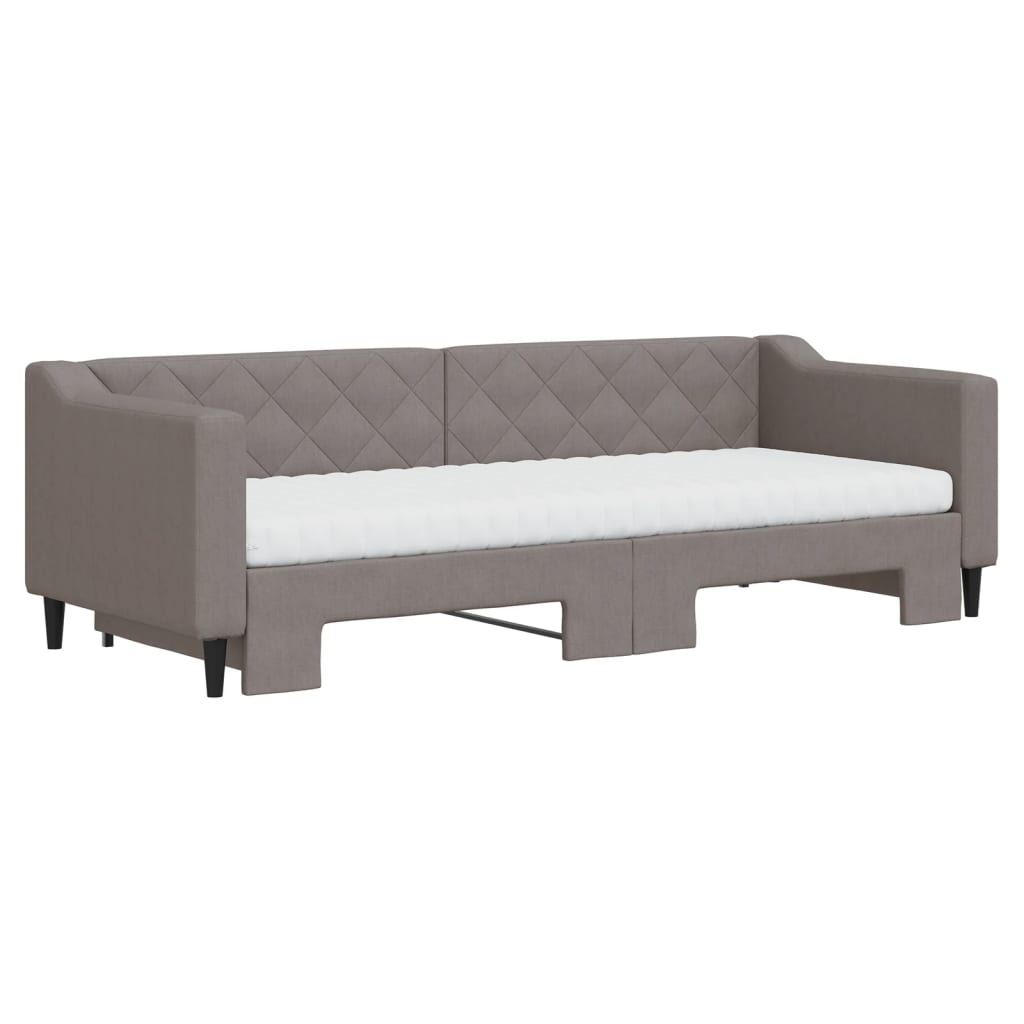 vidaXL Pat de zi cu extensie și saltele, gri taupe, 80x200 cm, textil