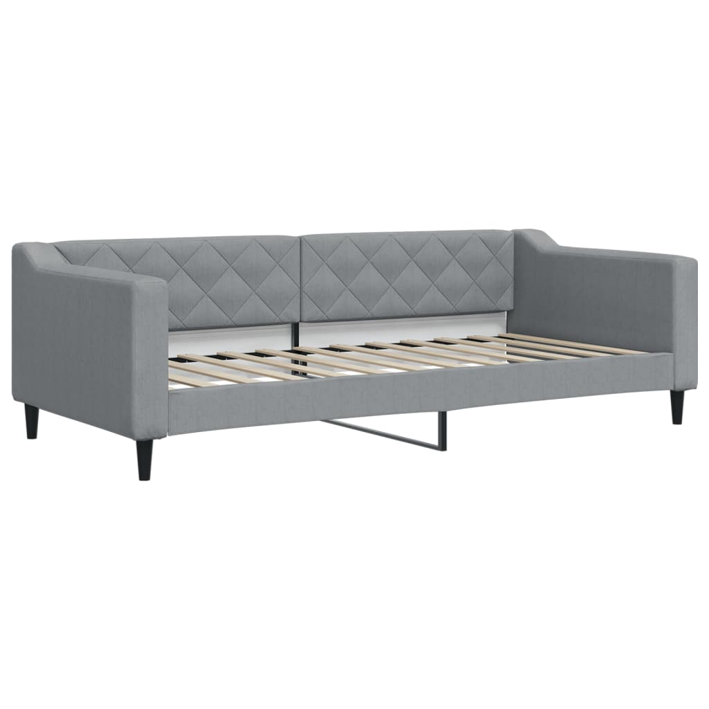 vidaXL Pat de zi cu extensie și saltele, gri deschis 90x200 cm textil vidaXL Pat de zi cu extensie și saltele, gri deschis 90x200 cm textil