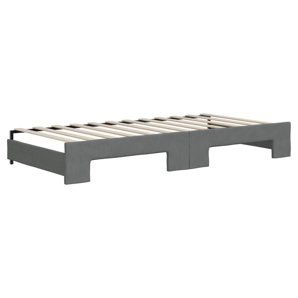 vidaXL Pat de zi cu extensie și saltele, gri închis, 90x200 cm, textil