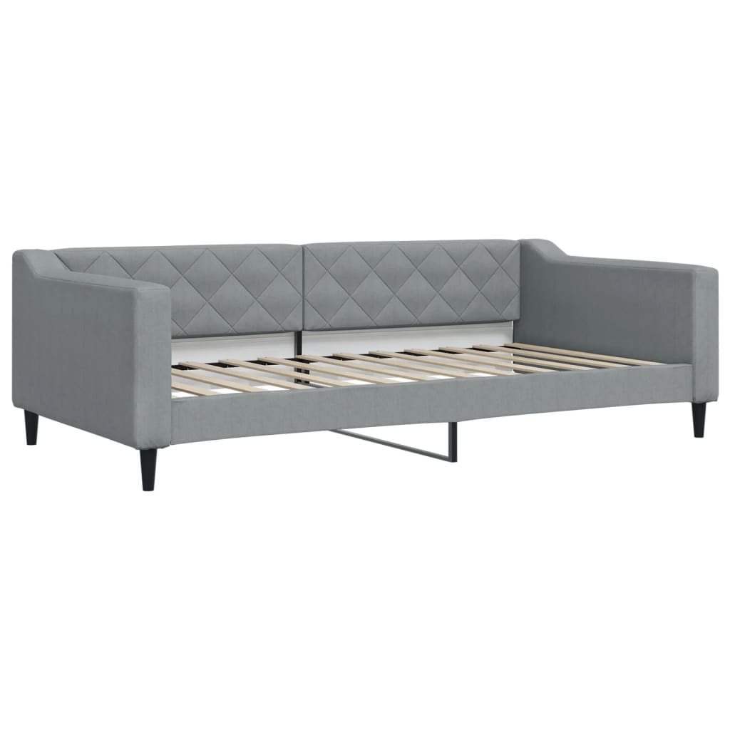 vidaXL Pat de zi cu extensie și saltele, gri deschis 100x200 cm textil