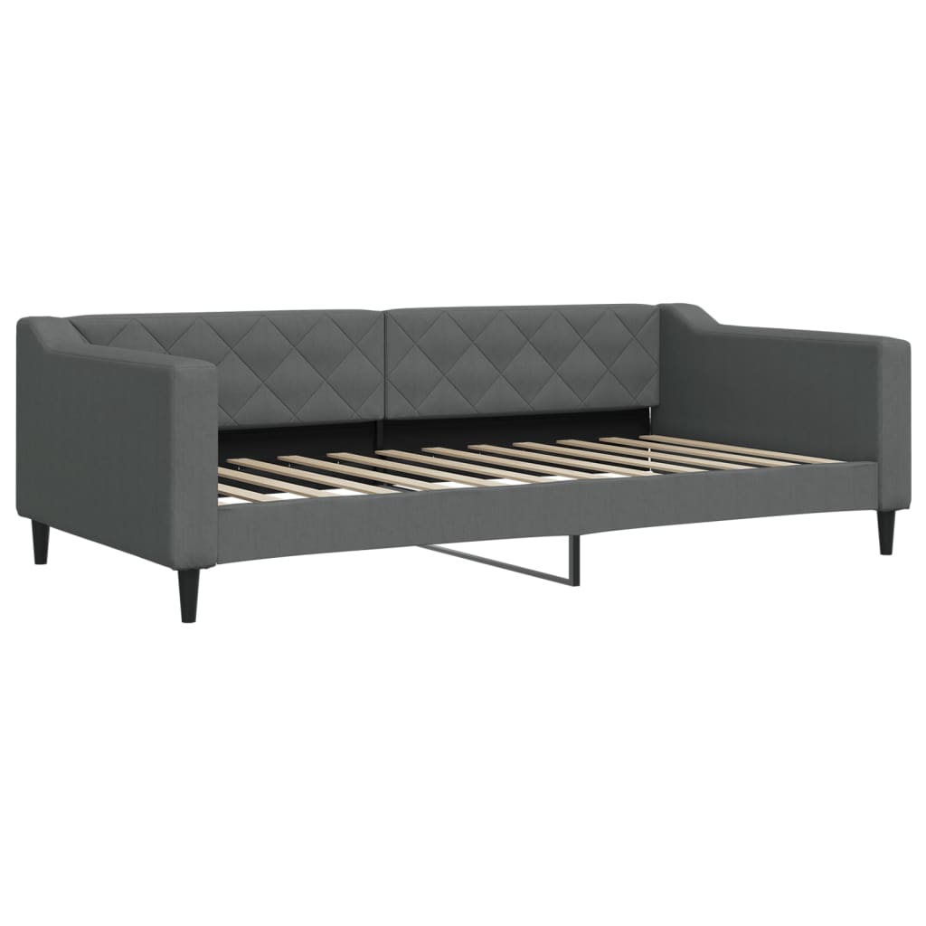 vidaXL Pat de zi cu extensie și saltele, gri închis, 100x200 cm textil vidaXL Pat de zi cu extensie și saltele, gri închis, 100x200 cm textil