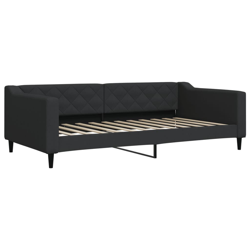 vidaXL Pat de zi cu extensie și saltele, negru, 100x200 cm, textil