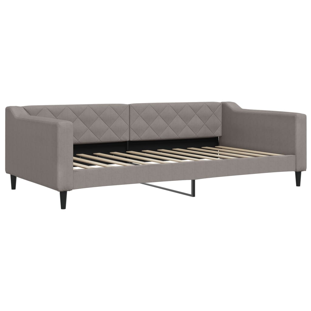 vidaXL Pat de zi cu extensie și saltele, gri taupe, 100x200 cm, textil