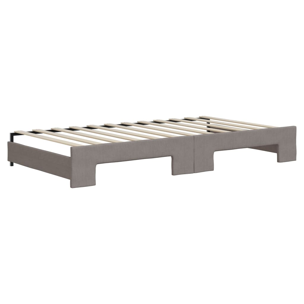 vidaXL Pat de zi cu extensie și saltele, gri taupe, 100x200 cm, textil