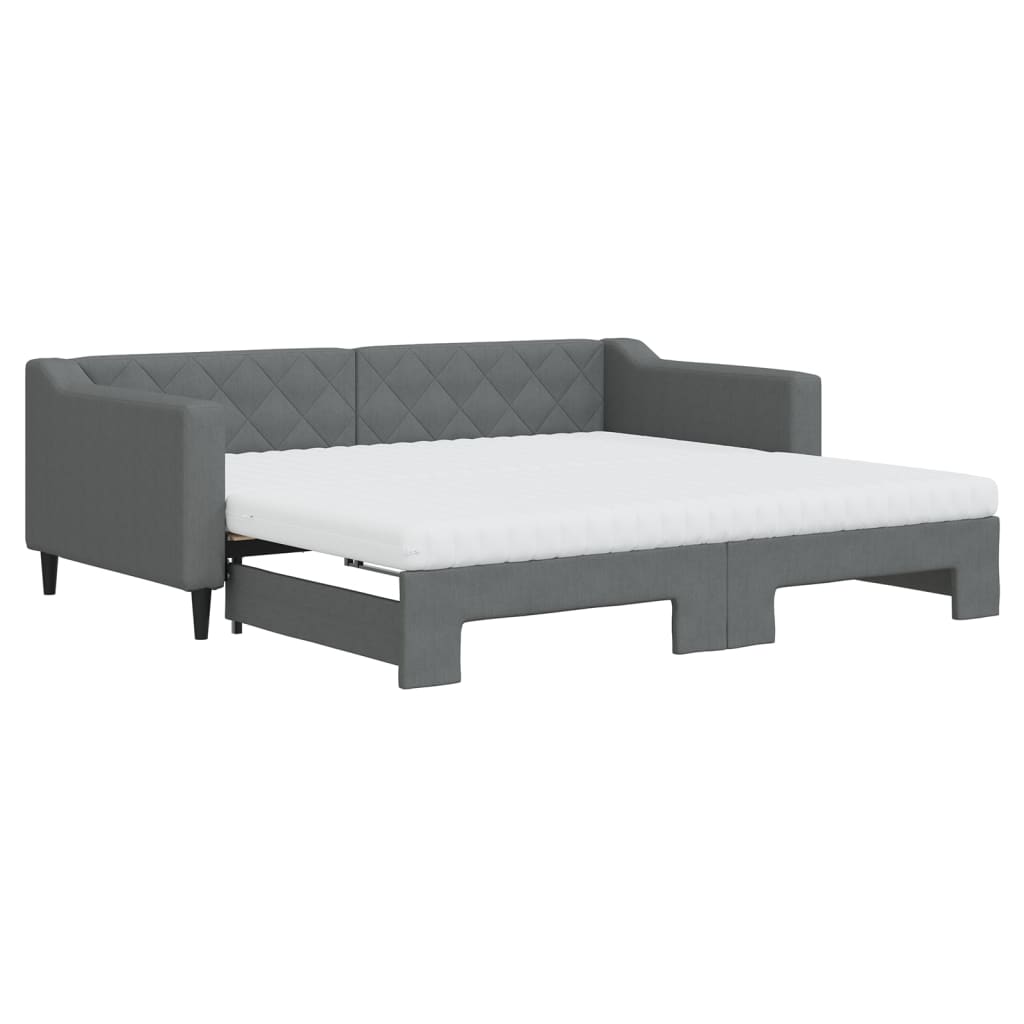 vidaXL Pat de zi cu extensie și saltele, gri închis, 90x190 cm, textil vidaXL Pat de zi cu extensie și saltele, gri închis, 90x190 cm, textil