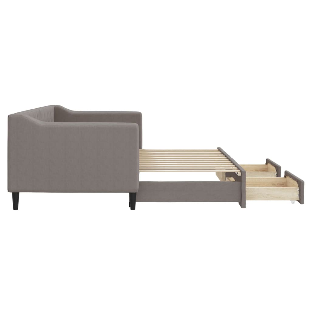 vidaXL Pat de zi cu extensie și sertare, gri taupe, 80x200 cm, textil