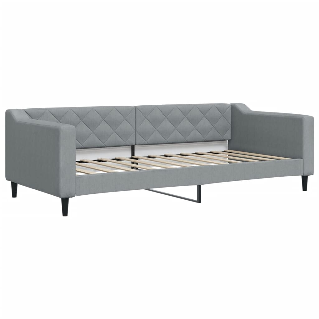 vidaXL Pat de zi cu extensie și sertare, gri deschis, 90x200 cm textil