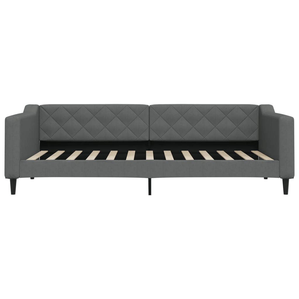 vidaXL Pat de zi cu extensie și sertare, gri închis, 90x200 cm textil