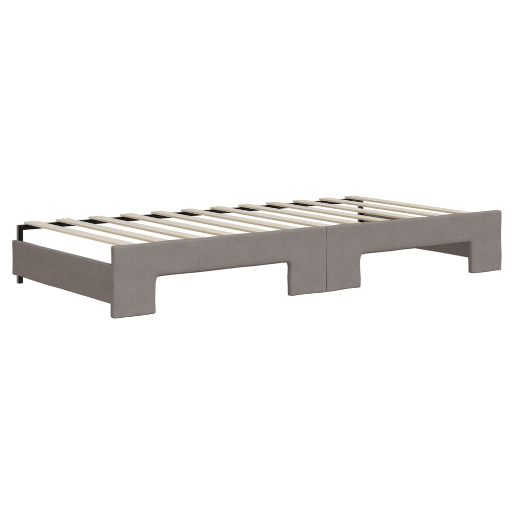 vidaXL Pat de zi cu extensie și sertare, gri taupe, 90x200 cm, textil
