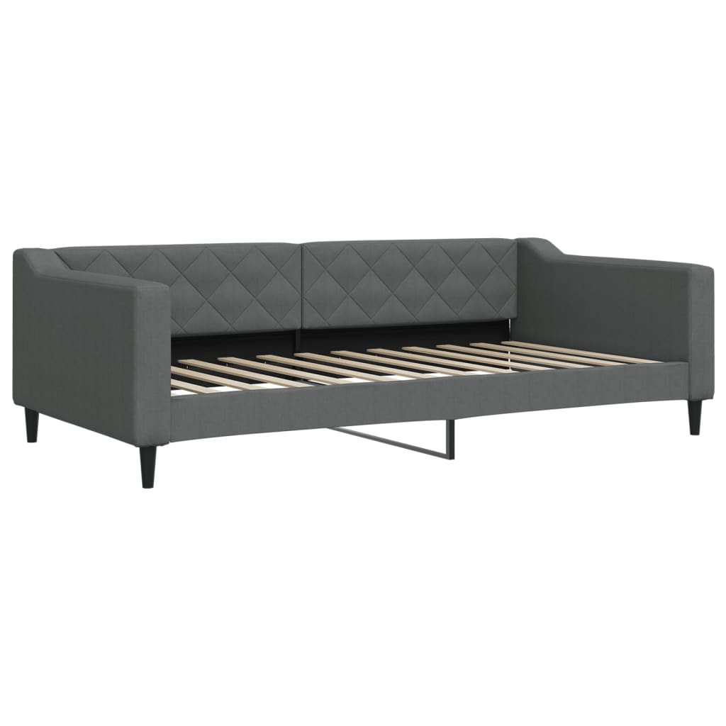 vidaXL Pat de zi cu extensie și sertare, gri închis, 100x200 cm textil