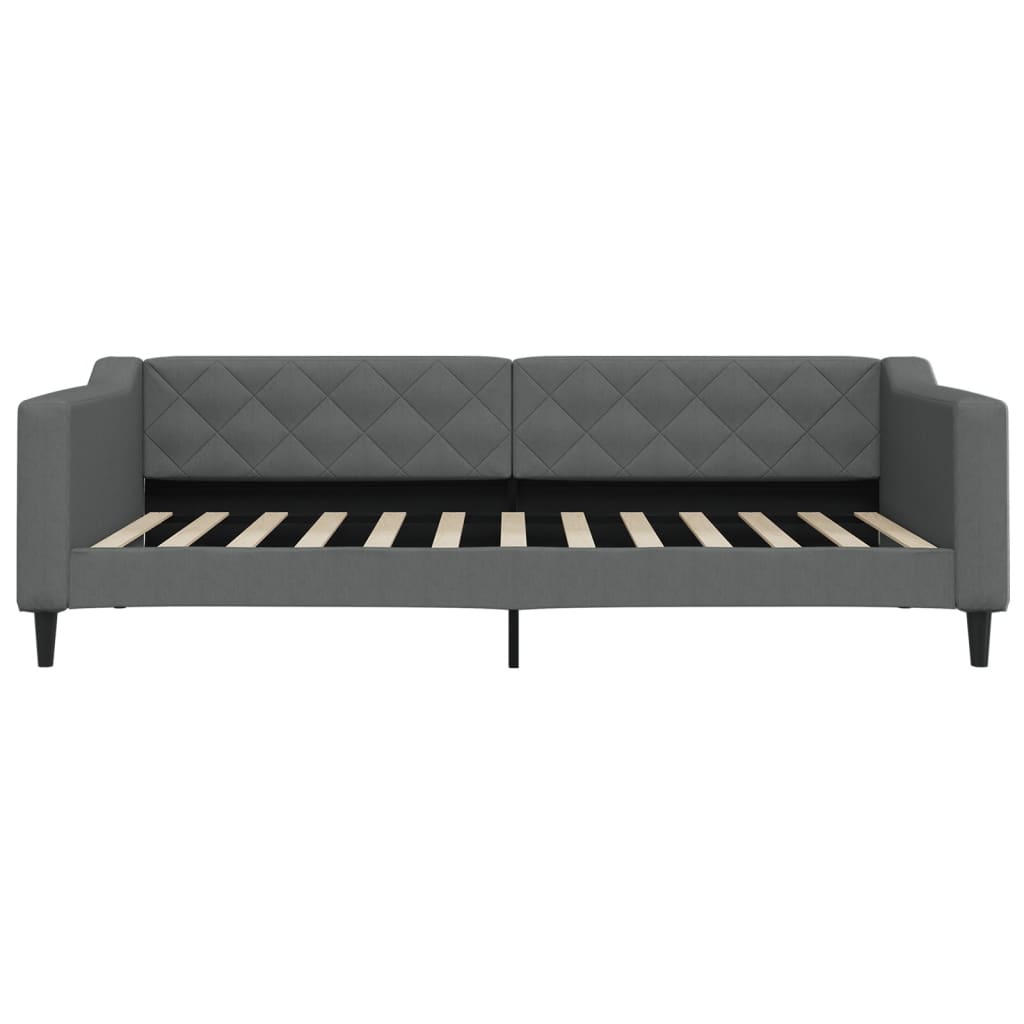 vidaXL Pat de zi cu extensie și sertare, gri închis, 100x200 cm textil