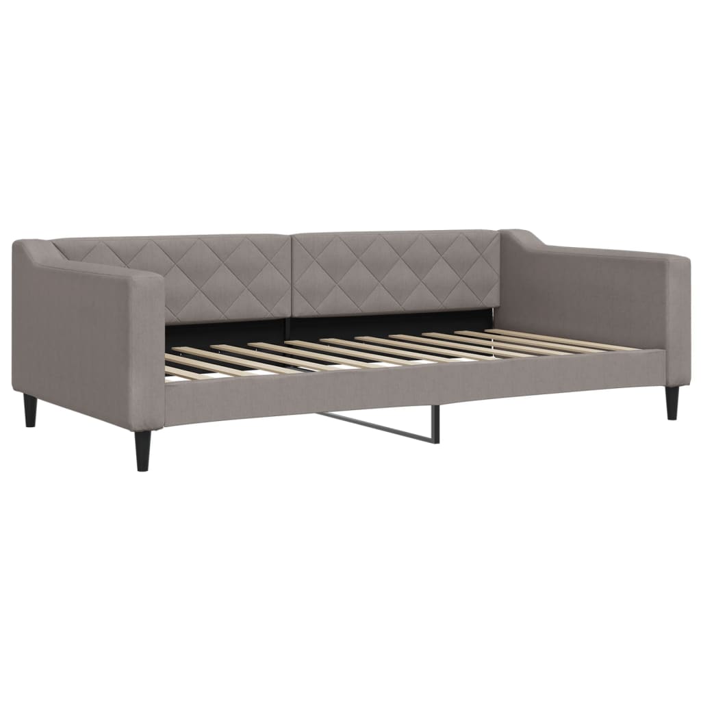 vidaXL Pat de zi cu extensie și sertare, gri taupe, 100x200 cm, textil