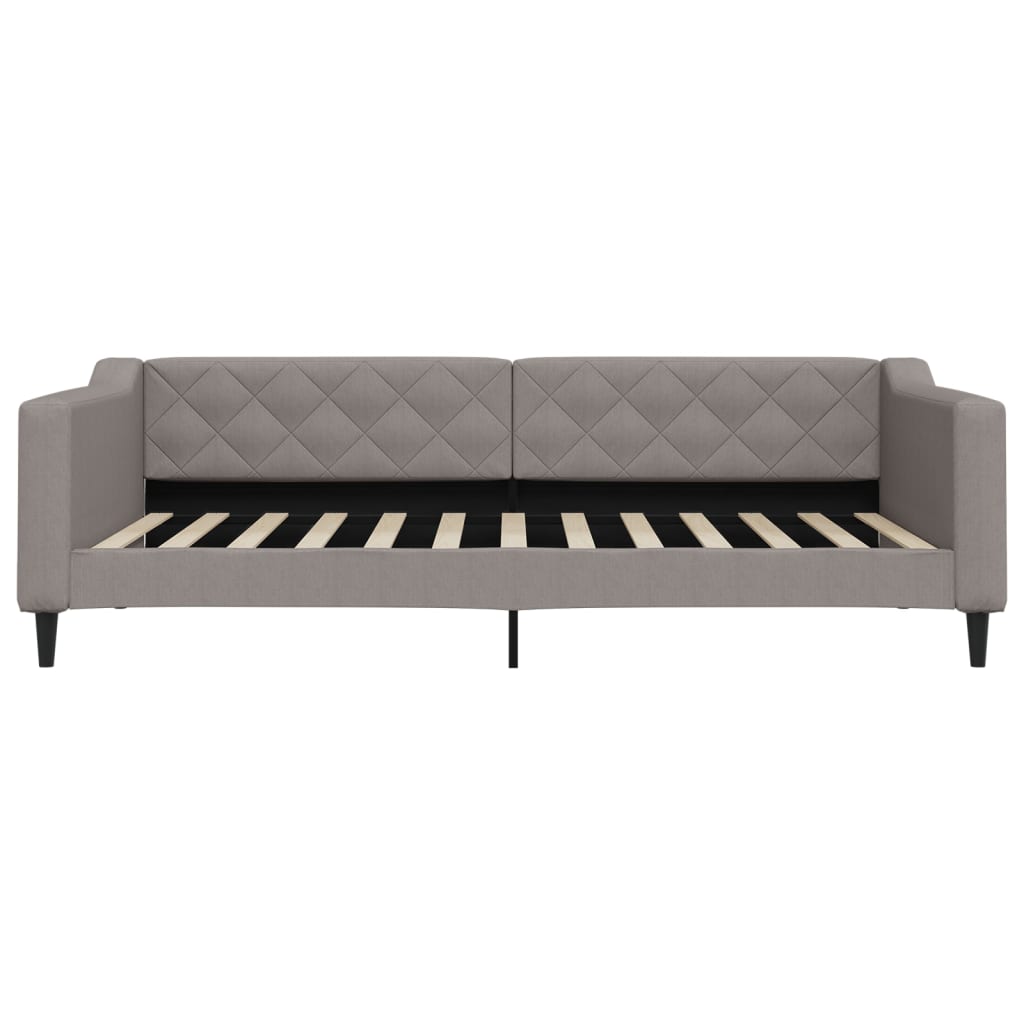 vidaXL Pat de zi cu extensie și sertare, gri taupe, 100x200 cm, textil
