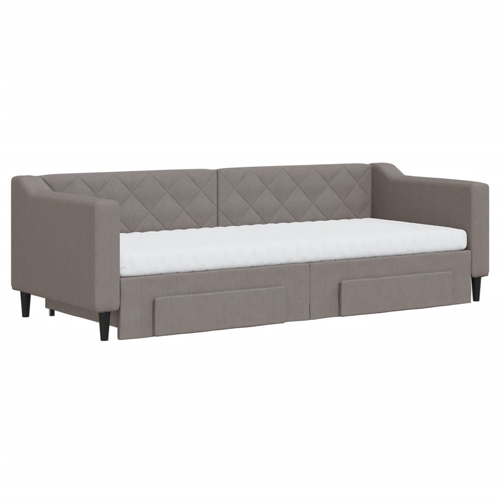 vidaXL Pat de zi cu extensie și sertare, gri taupe, 80x200 cm, textil vidaXL Pat de zi cu extensie și sertare, gri taupe, 80x200 cm, textil