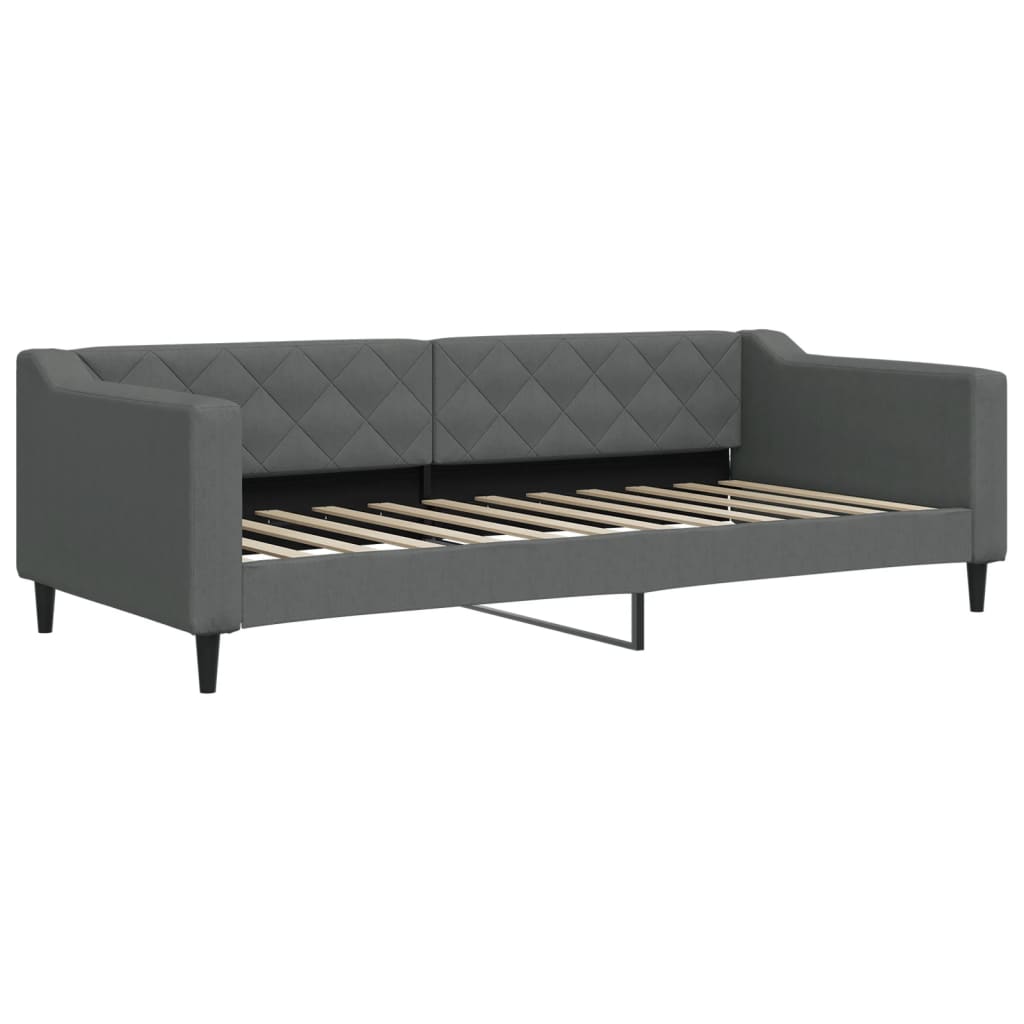 vidaXL Pat de zi cu extensie și sertare, gri închis, 90x200 cm textil