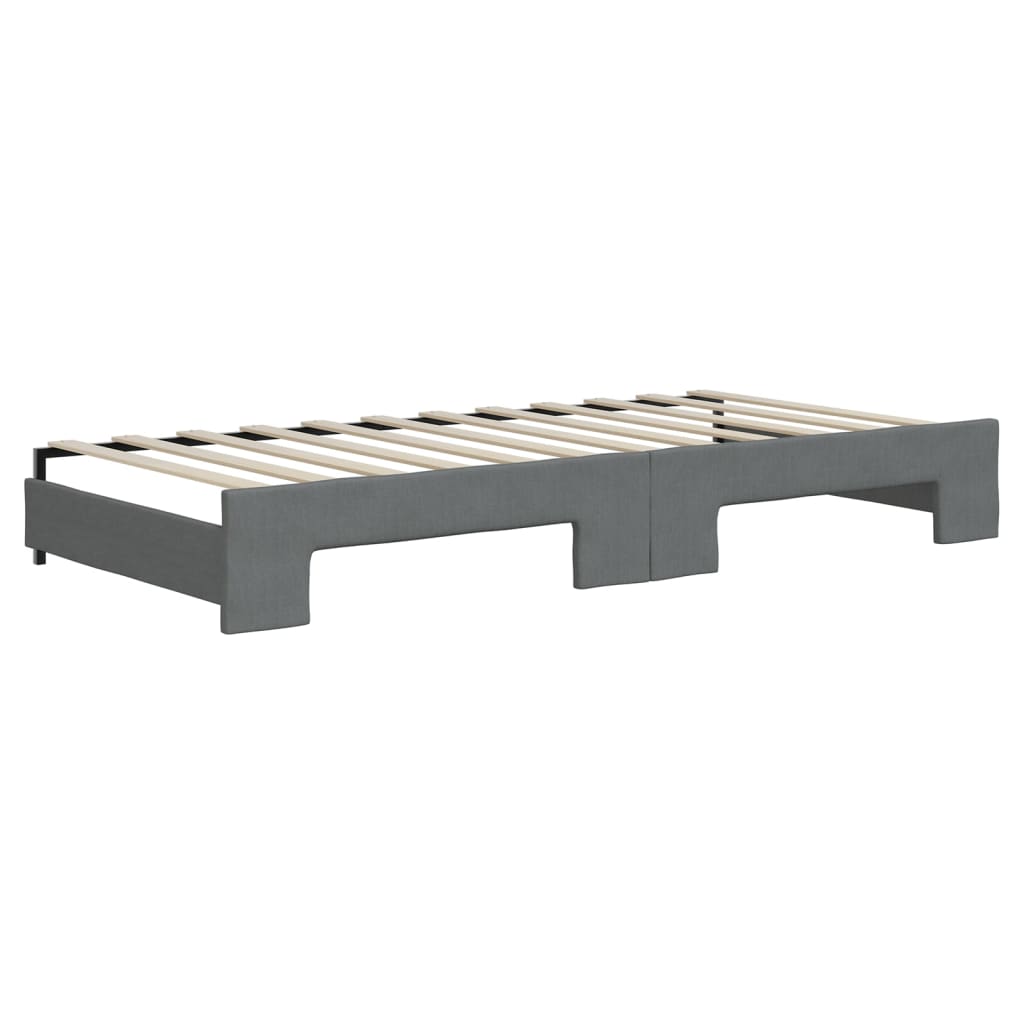 vidaXL Pat de zi cu extensie și sertare, gri închis, 90x200 cm textil