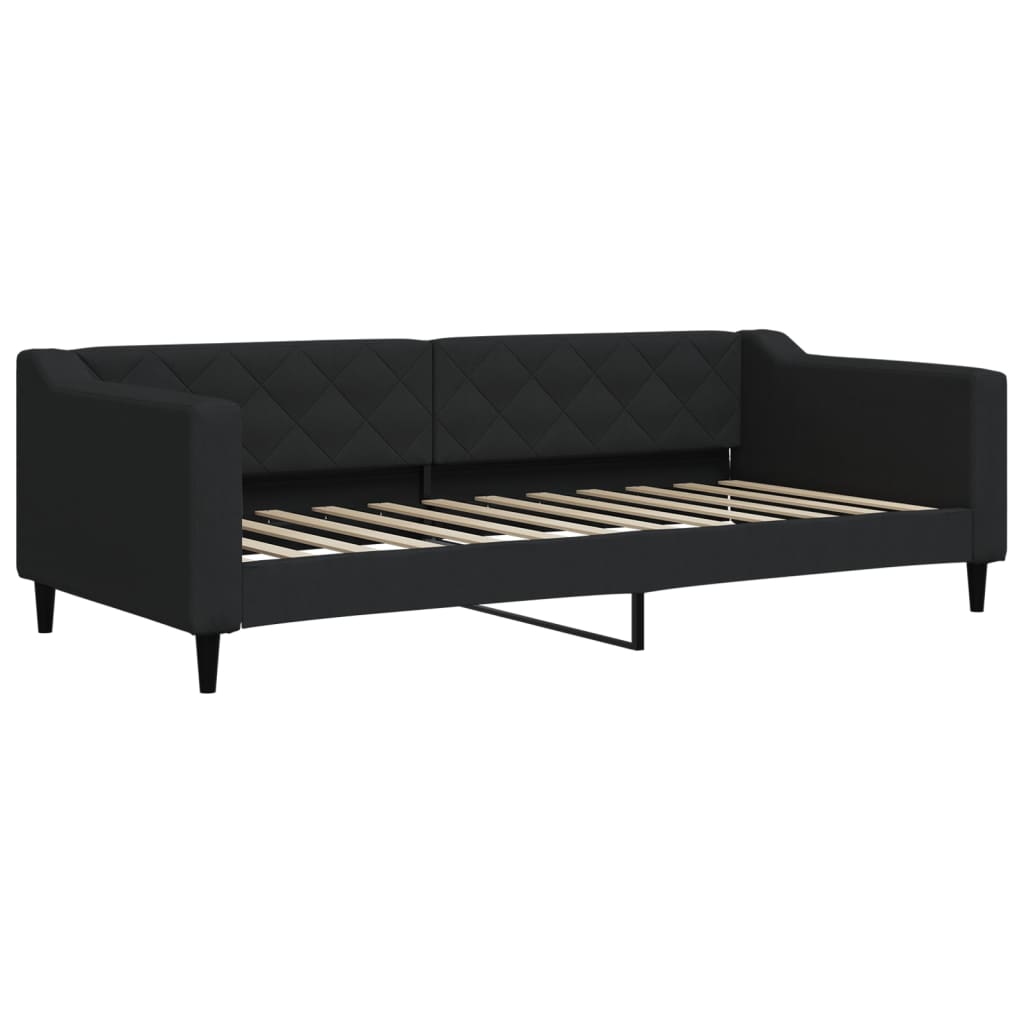vidaXL Pat de zi cu extensie și sertare, negru, 90x200 cm, textil vidaXL Pat de zi cu extensie și sertare, negru, 90x200 cm, textil