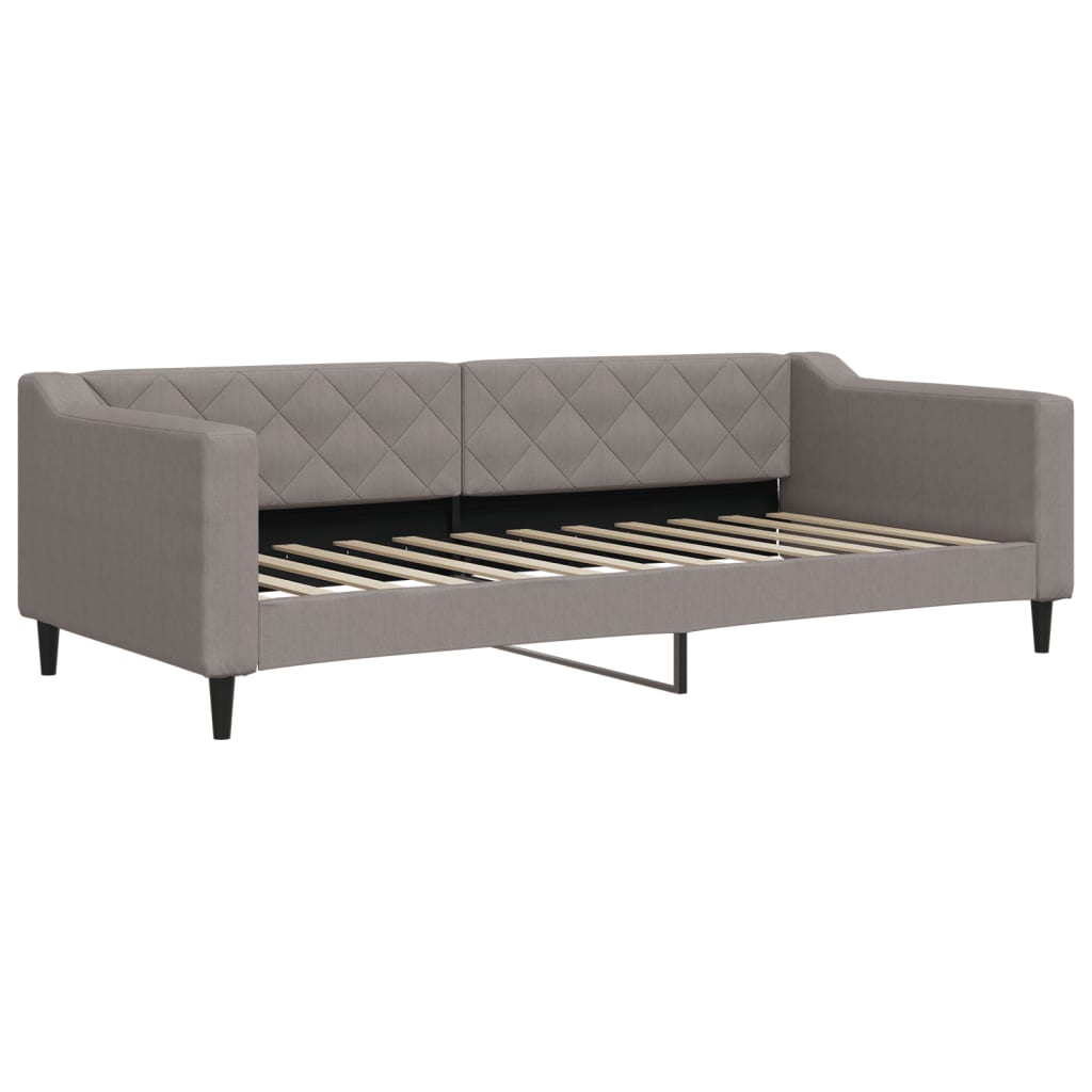 vidaXL Pat de zi cu extensie și sertare, gri taupe, 90x200 cm, textil