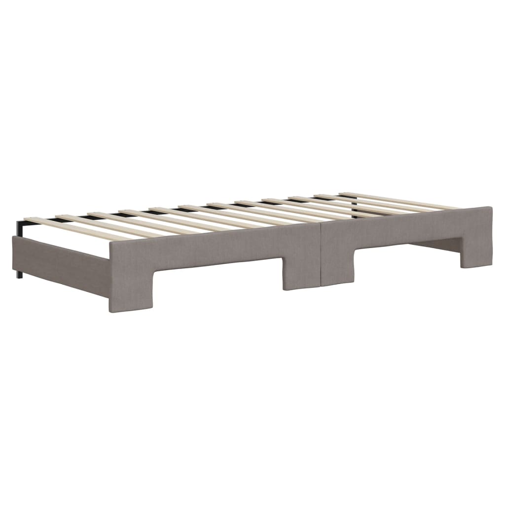 vidaXL Pat de zi cu extensie și sertare, gri taupe, 90x200 cm, textil