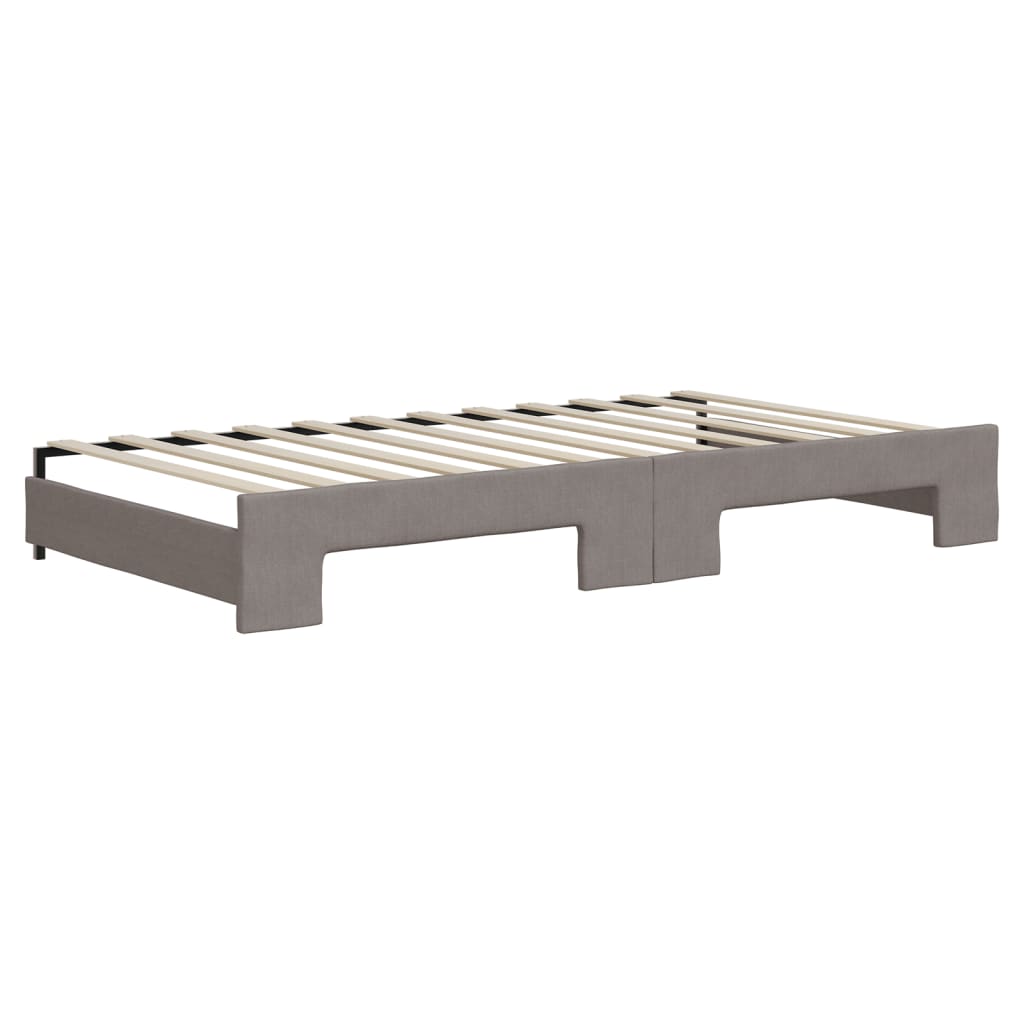 vidaXL Pat de zi cu extensie și sertare, gri taupe, 100x200 cm, textil