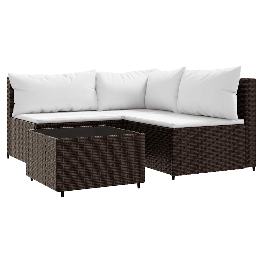 vidaXL Set mobilier de grădină cu perne, 4 piese, maro, poliratan vidaXL Set mobilier de grădină cu perne, 4 piese, maro, poliratan