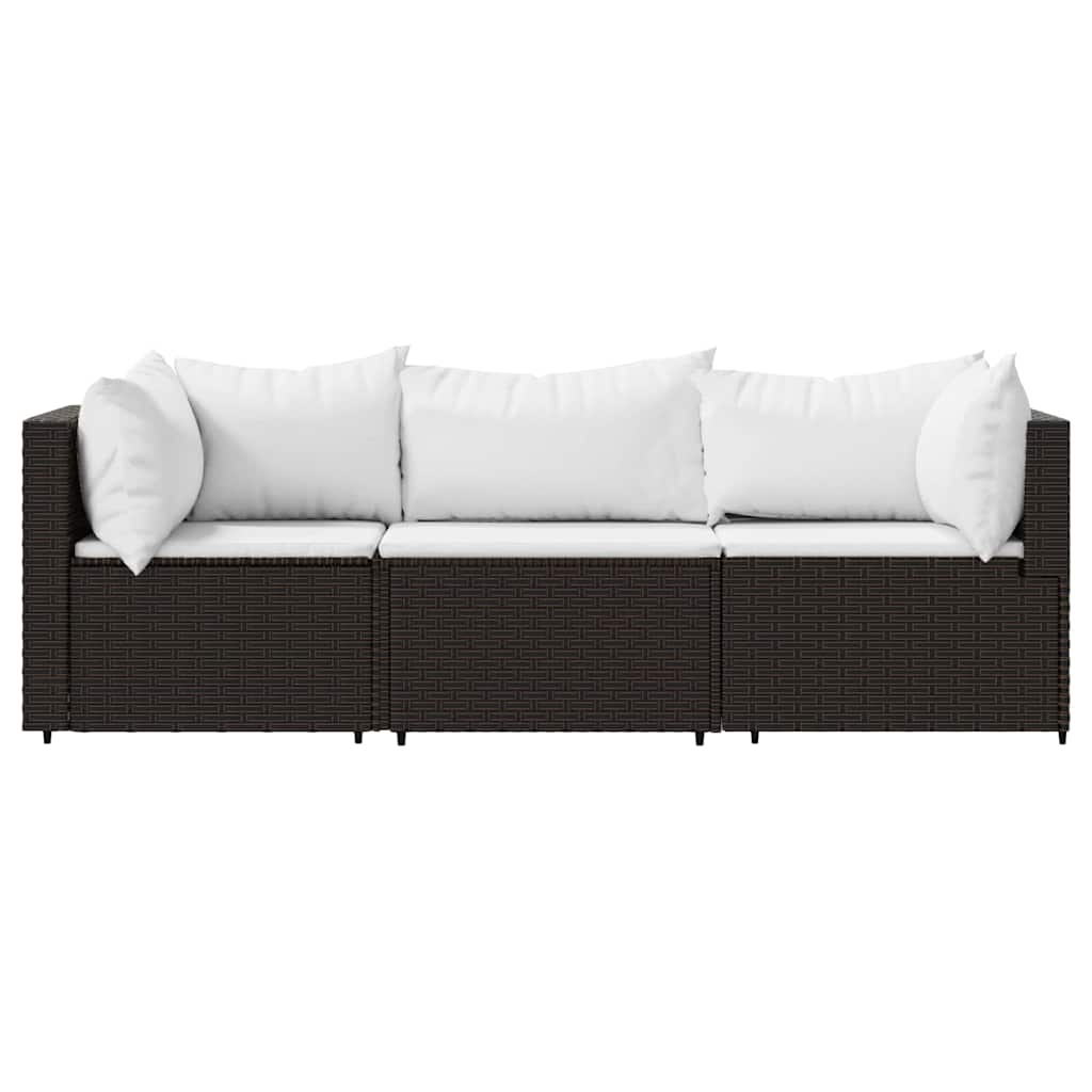 vidaXL Set mobilier de grădină cu perne, 3 piese, maro, poliratan vidaXL Set mobilier de grădină cu perne, 3 piese, maro, poliratan