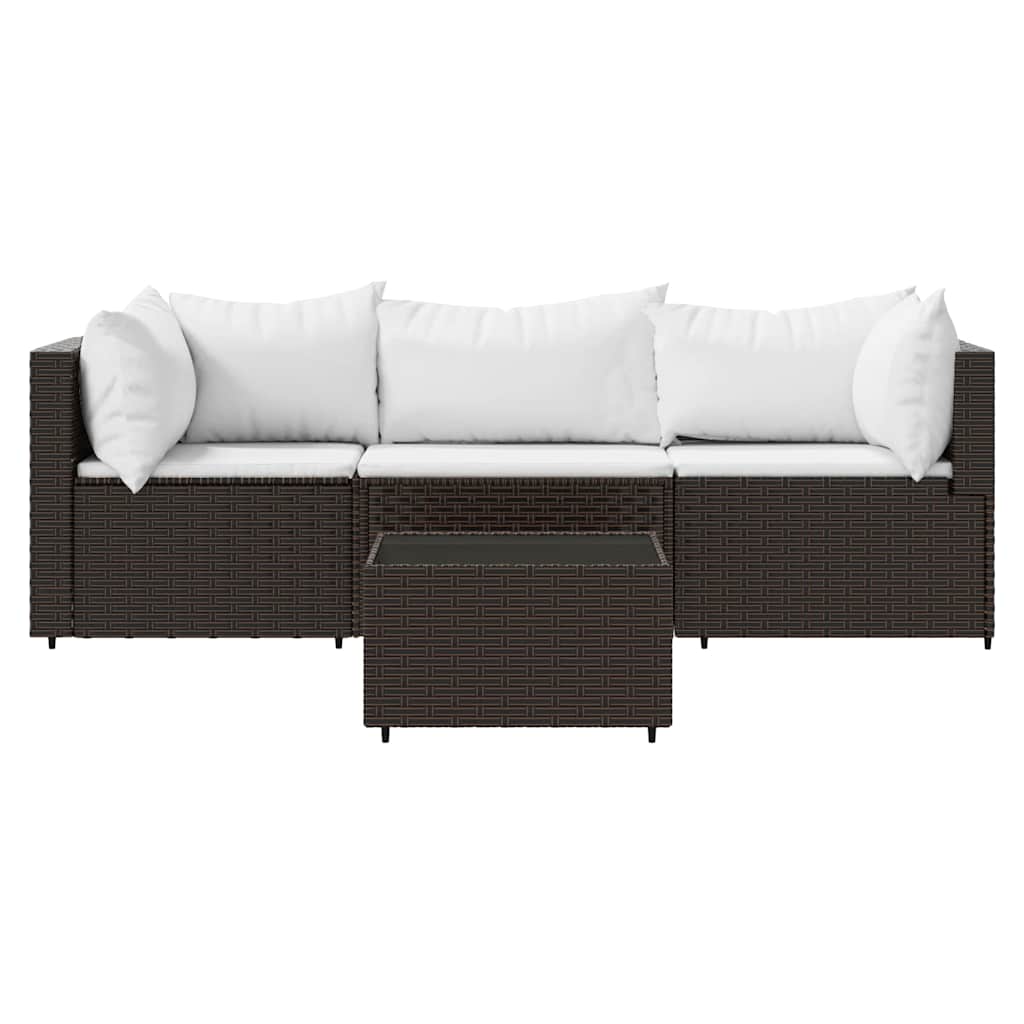 vidaXL Set mobilier de grădină cu perne, 4 piese, maro, poliratan vidaXL Set mobilier de grădină cu perne, 4 piese, maro, poliratan