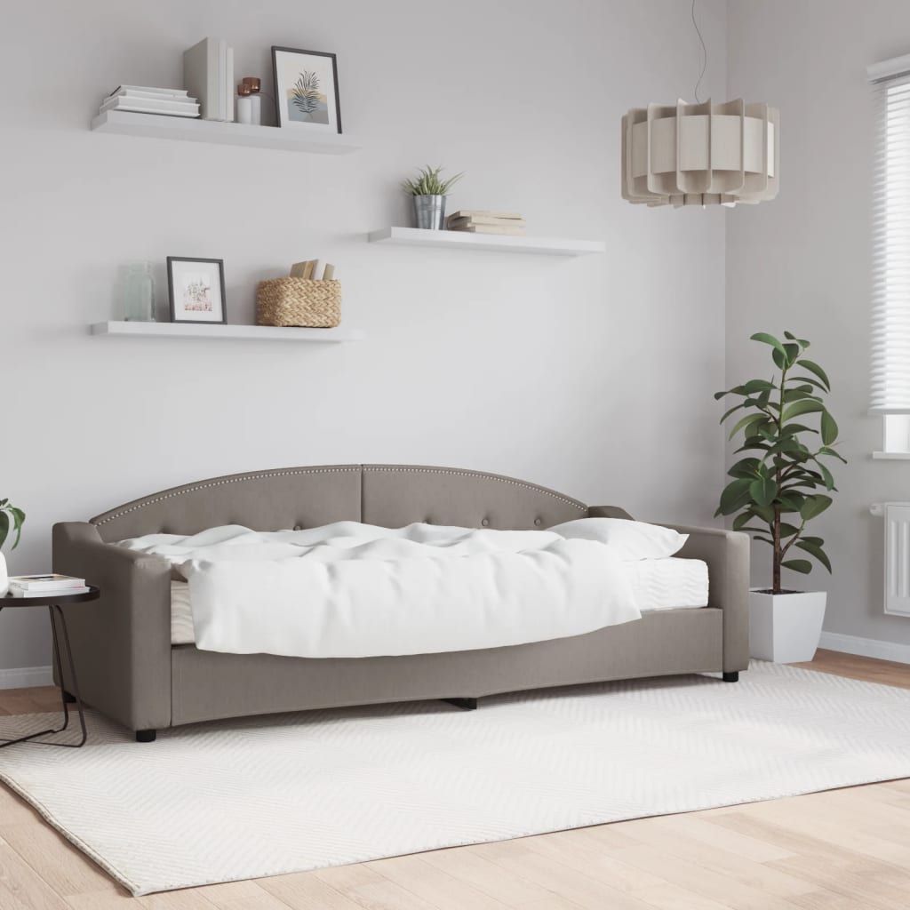 vidaXL Pat de zi cu saltea, gri taupe, 80x200 cm, textil vidaXL Pat de zi cu saltea, gri taupe, 80x200 cm, textil