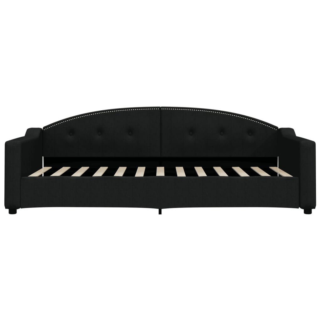 vidaXL Pat de zi cu saltea, negru, 90x200 cm, textil