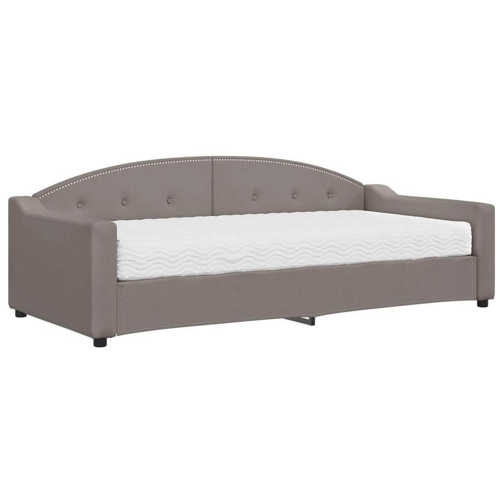 vidaXL Pat de zi cu saltea, gri taupe, 90x200 cm, textil vidaXL Pat de zi cu saltea, gri taupe, 90x200 cm, textil
