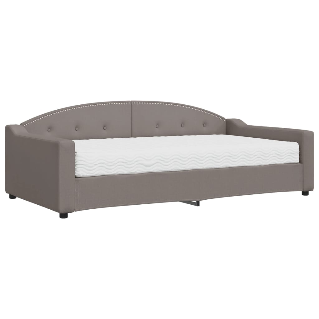 vidaXL Pat de zi cu saltea, gri taupe, 100x200 cm, textil