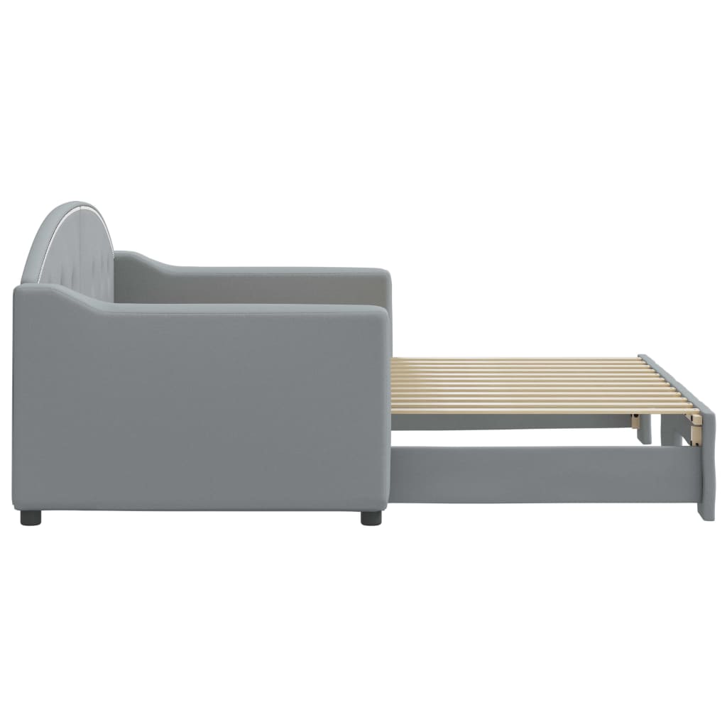 vidaXL Pat de zi cu extensie, gri deschis, 80x200 cm, textil vidaXL Pat de zi cu extensie, gri deschis, 80x200 cm, textil