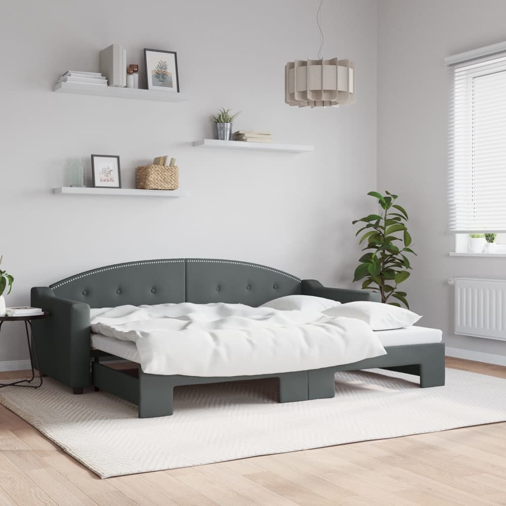 vidaXL Pat de zi cu extensie, gri închis, 80x200 cm, textil vidaXL Pat de zi cu extensie, gri închis, 80x200 cm, textil