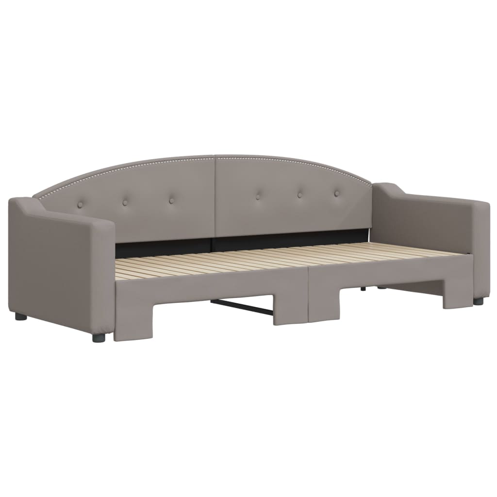 vidaXL Pat de zi cu extensie, gri taupe, 80x200 cm, textil vidaXL Pat de zi cu extensie, gri taupe, 80x200 cm, textil