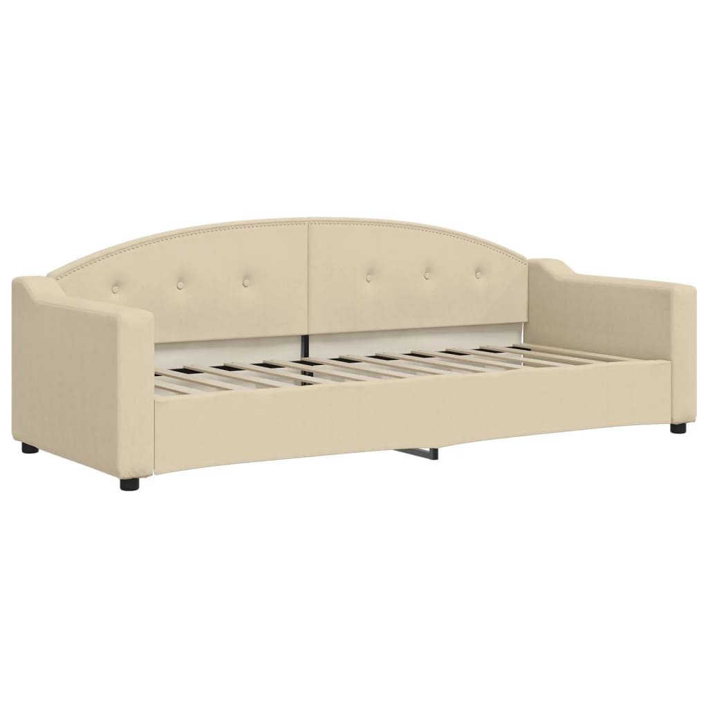 vidaXL Pat de zi cu extensie, crem, 80x200 cm, textil vidaXL Pat de zi cu extensie, crem, 80x200 cm, textil