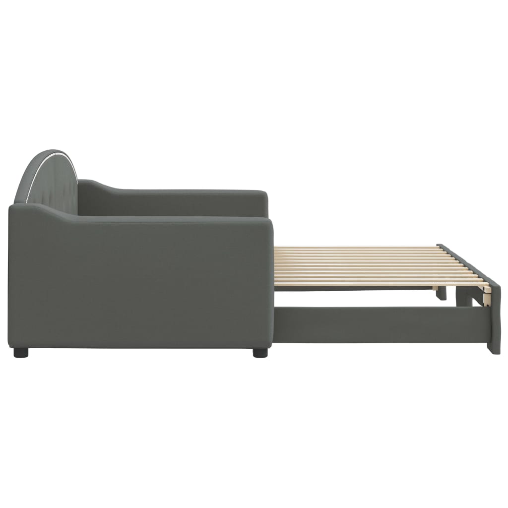vidaXL Pat de zi cu extensie, gri închis, 90x200 cm, textil vidaXL Pat de zi cu extensie, gri închis, 90x200 cm, textil
