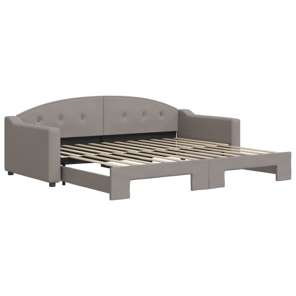 vidaXL Pat de zi cu extensie, gri taupe, 90x200 cm, textil