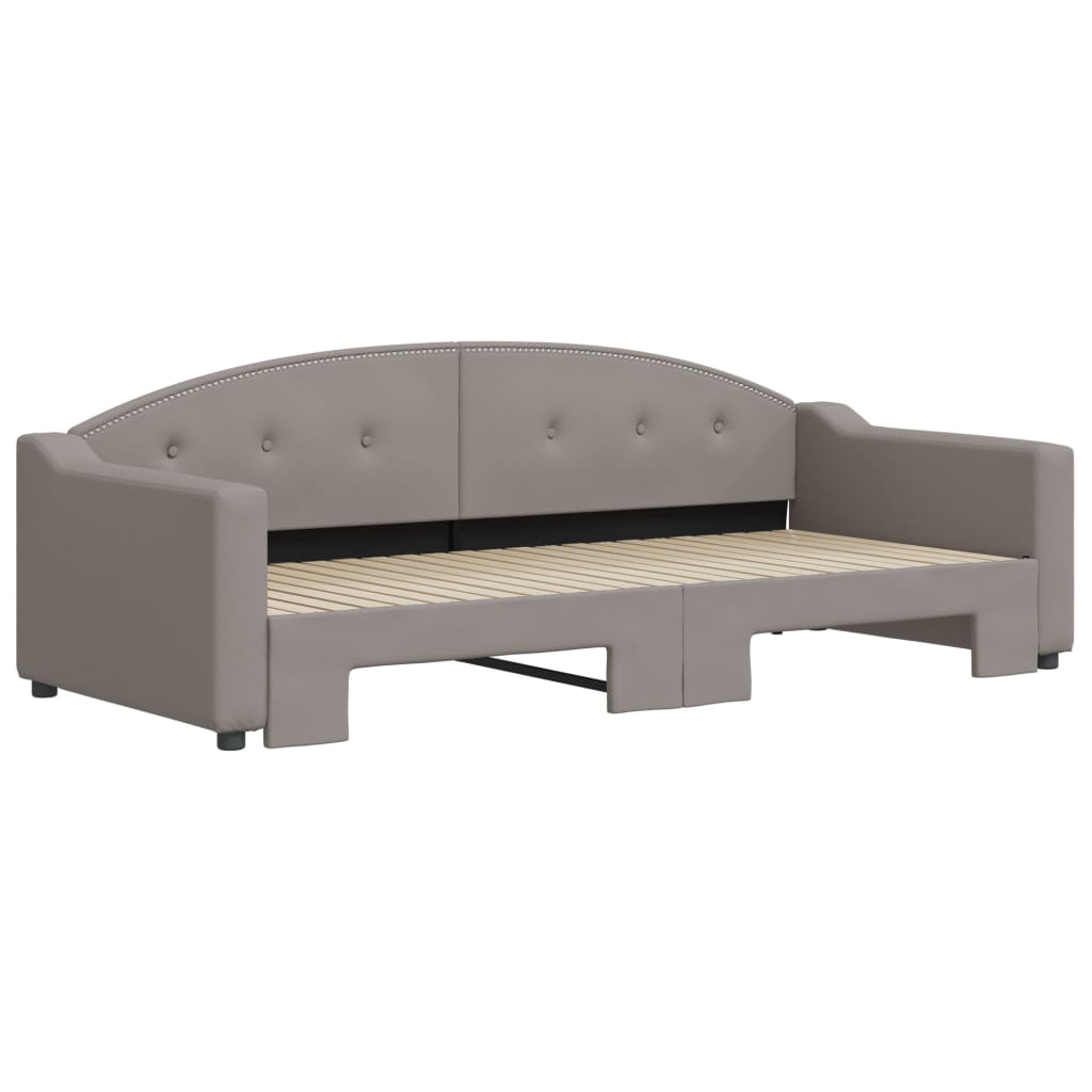 vidaXL Pat de zi cu extensie, gri taupe, 90x200 cm, textil
